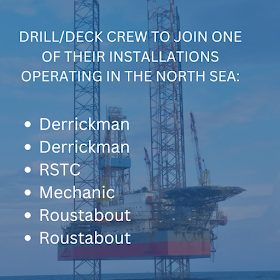   UPDATE - We will consider Lead Floorhand CVs for the Derrickman roles
