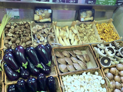 A huge range of mushrooms & lovely aubergines at Fallon & Byrne, Dublin