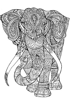Gambar Mewarnai Gajah untuk Orang Dewasa