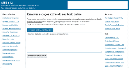 Remover Espaços Extra - Site 112