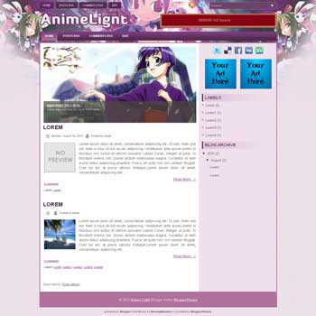 Anime Light blogger template convert wordpress theme to blogger template with image slideshow blogger template