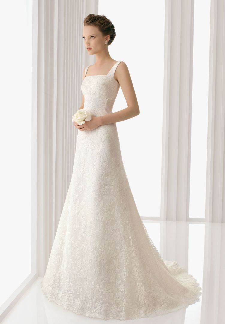 Lace Square A-line Elegant Wedding Dress