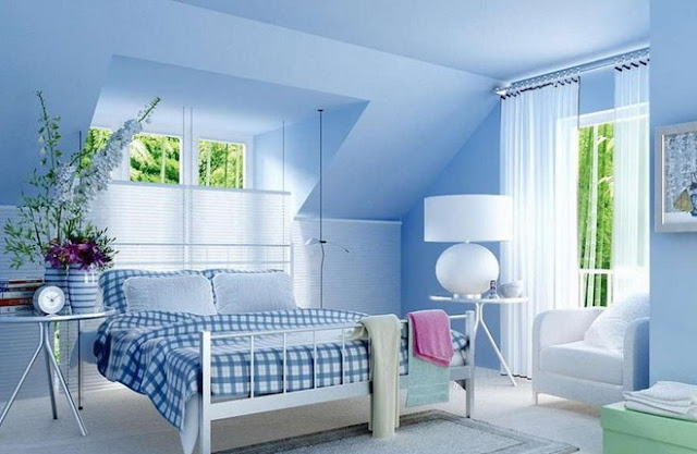 Desain Kamar Tidur Minimalis Warna Biru