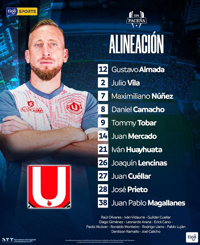 Alineaciones de The Strongest vs Universitario de Vinto