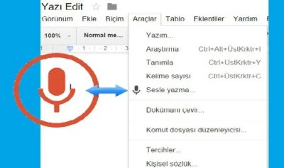 Drive Dokümanlar Sesli Yazma Özelliği