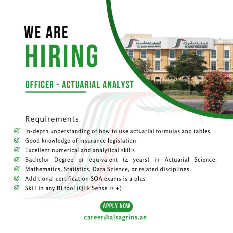 Al Sagr National Insurance is looking for 'Officer - Actuarial Analyst'