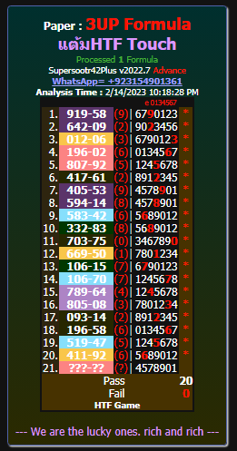 Thai Lottery Full Game Update By Thai Lottery VIP Tips & Tricks 16-2-2023 For HTF