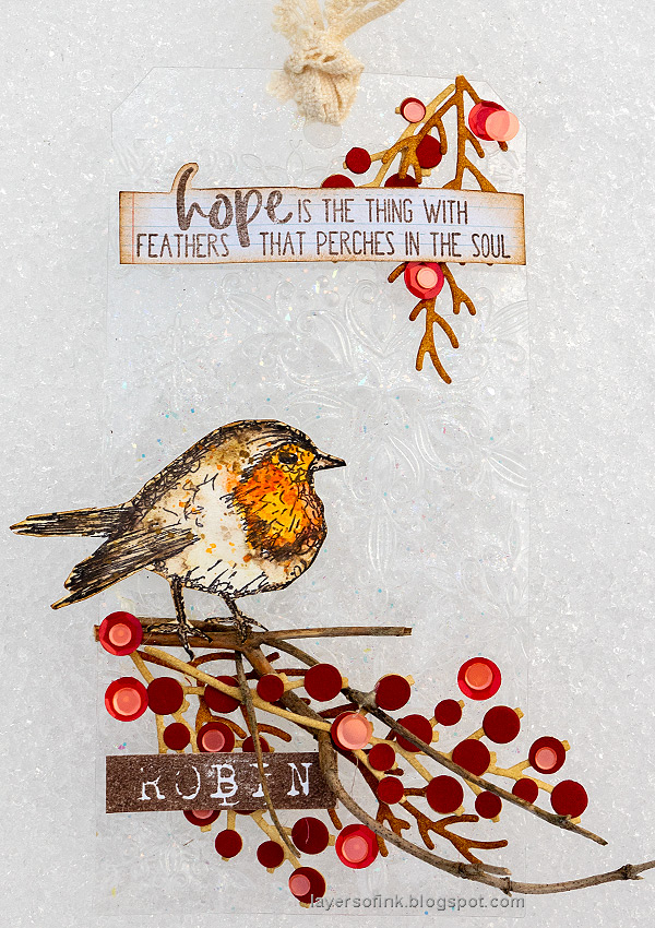 Layers of ink - Winter Robin Tag with Clear Background tutorial by Anna-Karin Evaldsson.