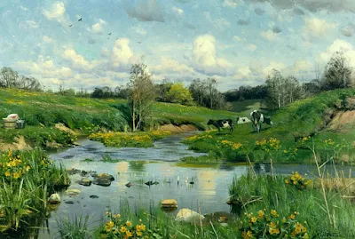 Cows Grazing painting Peder Mork Monsted