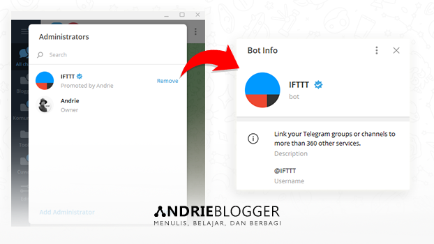 Cara Menambahkan IFTTT Sebagai Admin di Channel Telegram