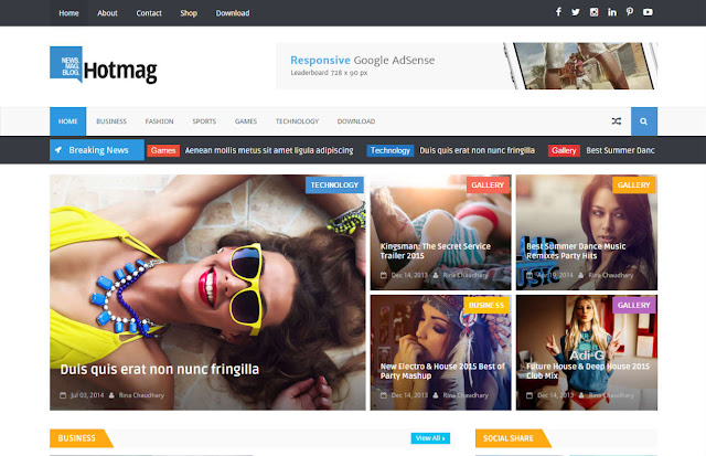 Hotmag Responsive Premium Blogger Template Free Download