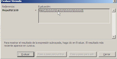 Excel celda en matriz