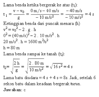 Contoh soal gerak vertikal ke atas dan pembahasannya