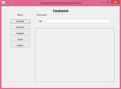 tampilan kelas InstansiPanel.java