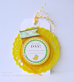 SRM Stickers Blog - Decorated Doily Tag by Shelly - #tag #birthday #twine #doily #labels by the dozen