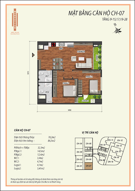 Mặt bằng thiết kế căn hộ Manhattan Tower 21 Lê Văn Lương