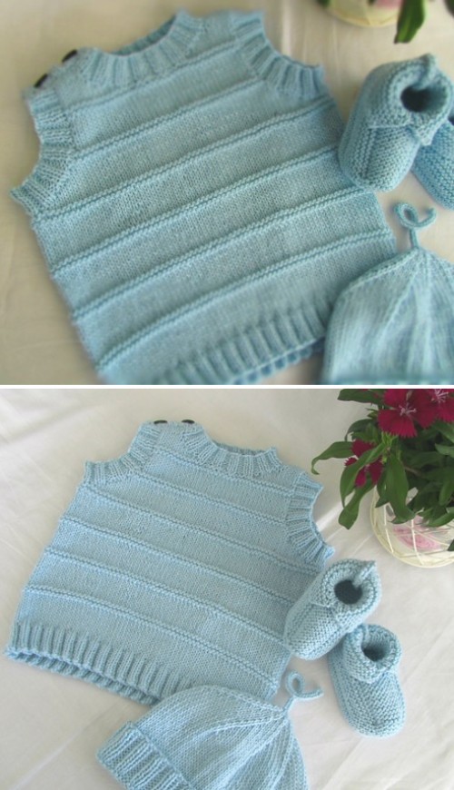 Viggo (Knitted vest with stripes)  - Free Pattern 