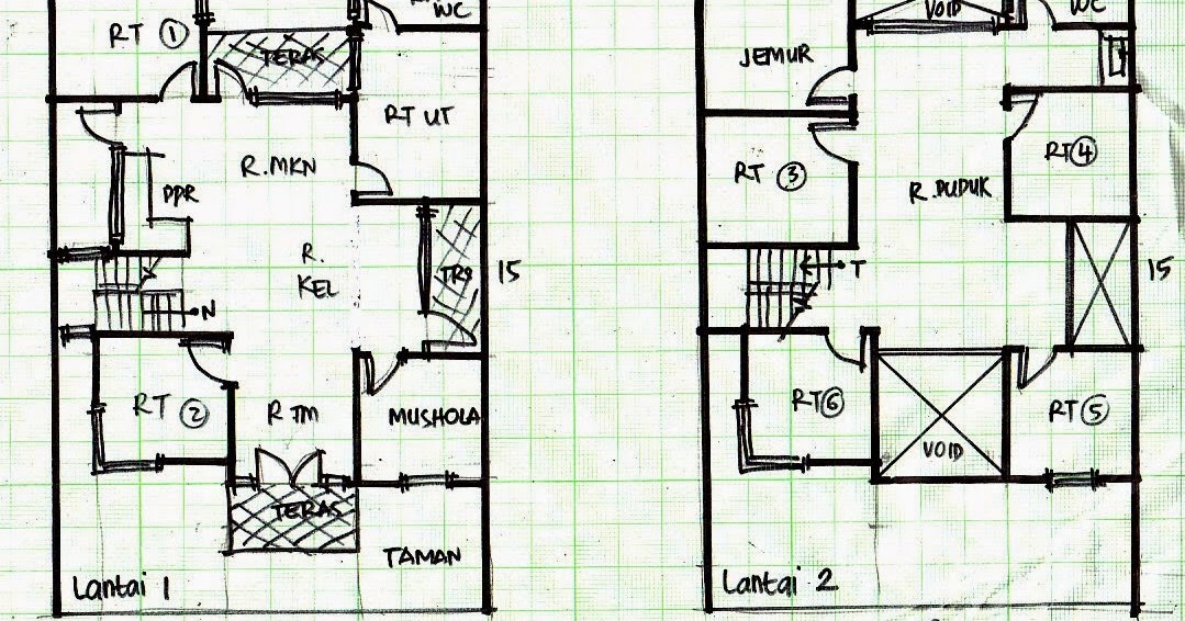 10 Contoh Denah  Rumah  Minimalis 2 Lantai Ukuran 10X15 