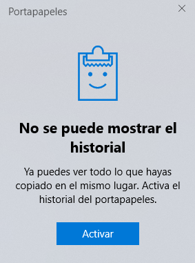 Historial de portapapeles desactivado