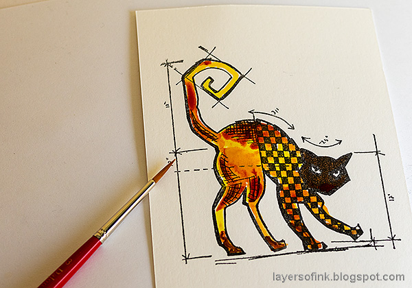 Layers of ink - Celebrate Birthday Card Tutorial by Anna-Karin Evaldsson. Watercolor the cat.