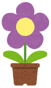 鉢植の花のイラスト（紫）