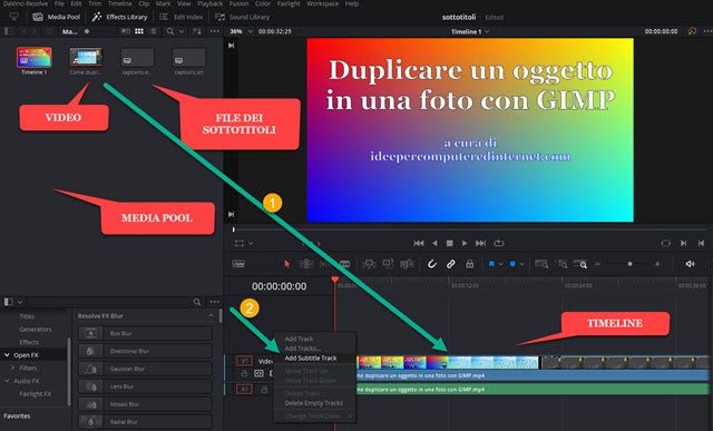 interfaccia di davinci resolve