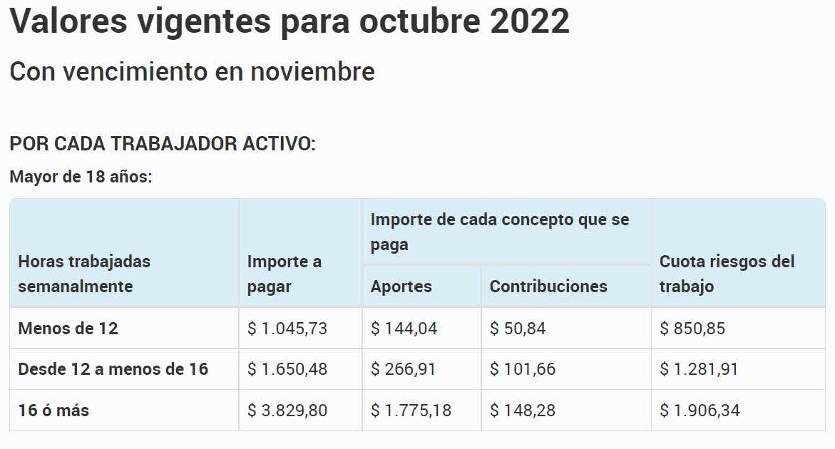APORTES EMPLEADAS DE CASAS PARTICULARES OCTUBRE 2022.