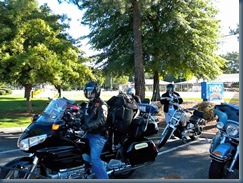 Cedar Creek Gang prepares their motorcycle escort to ride with us us out of town