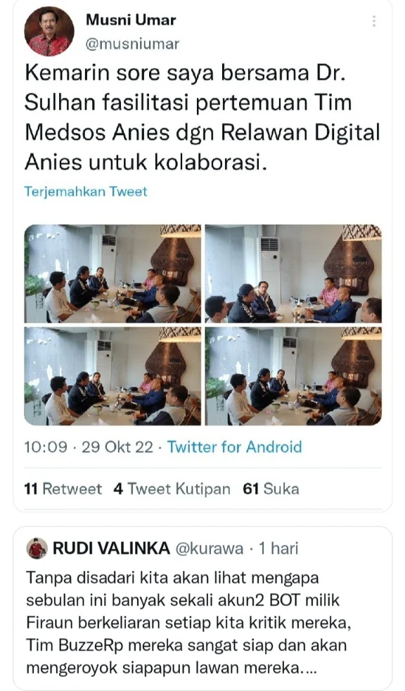 Prof Musni Umar Hapus Unggahan Pertemuan Tim Digital Anies, Loyalis Jokowi Sebut Dia Habis Dimaki-maki Gegara Bocorin...