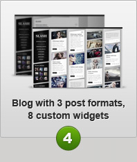 Blog with 3 post formats, 8 custom widgets
