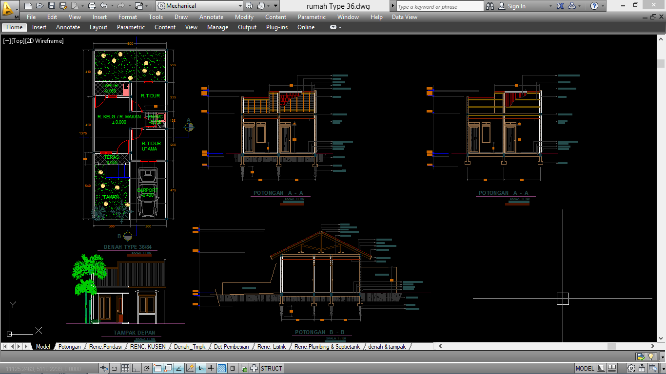 Download Denah  Rumah  Type 36 Autocad  download denah  rumah  