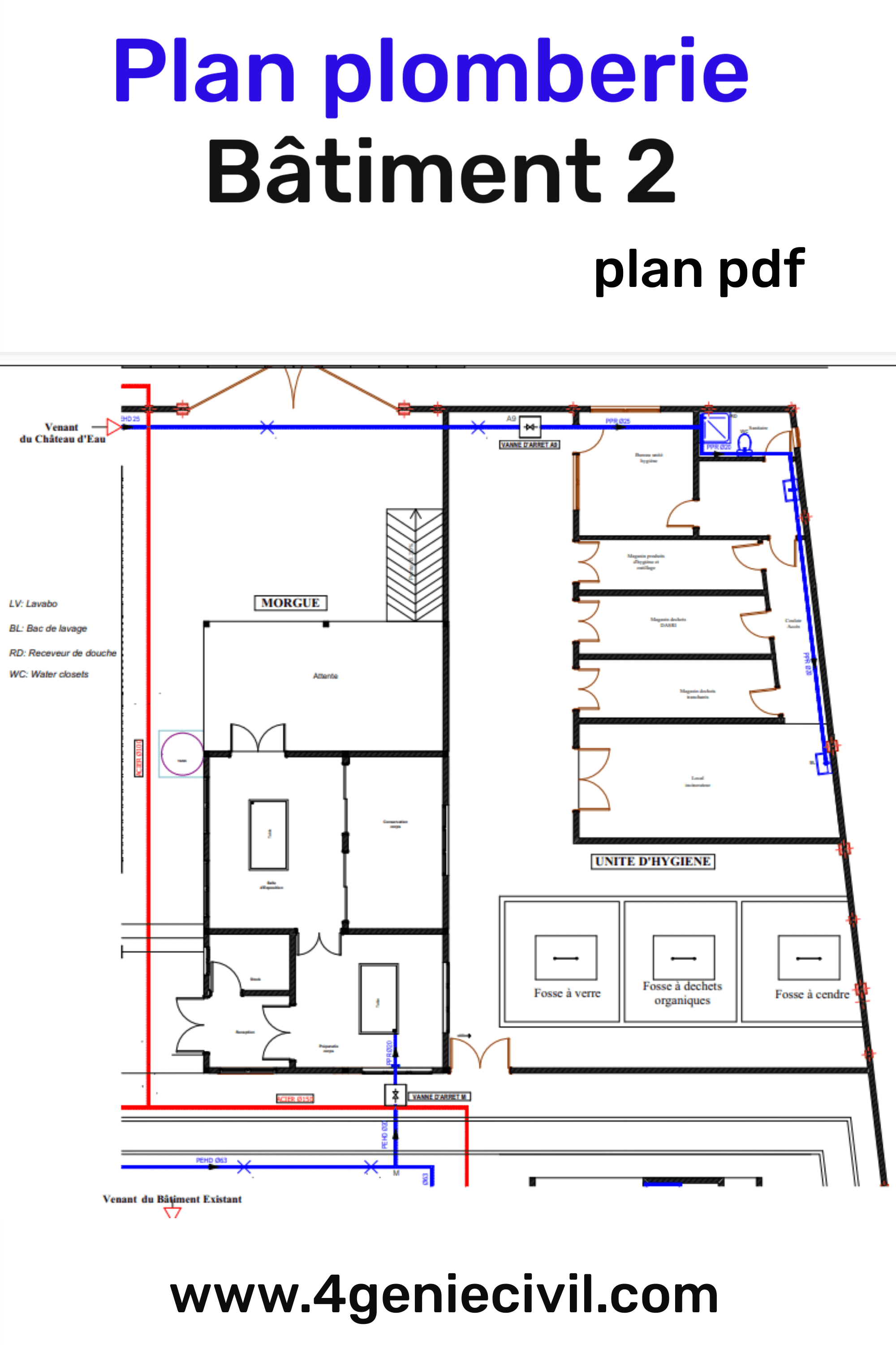 Téléchargez un plan de plomberie architectural au format PDF