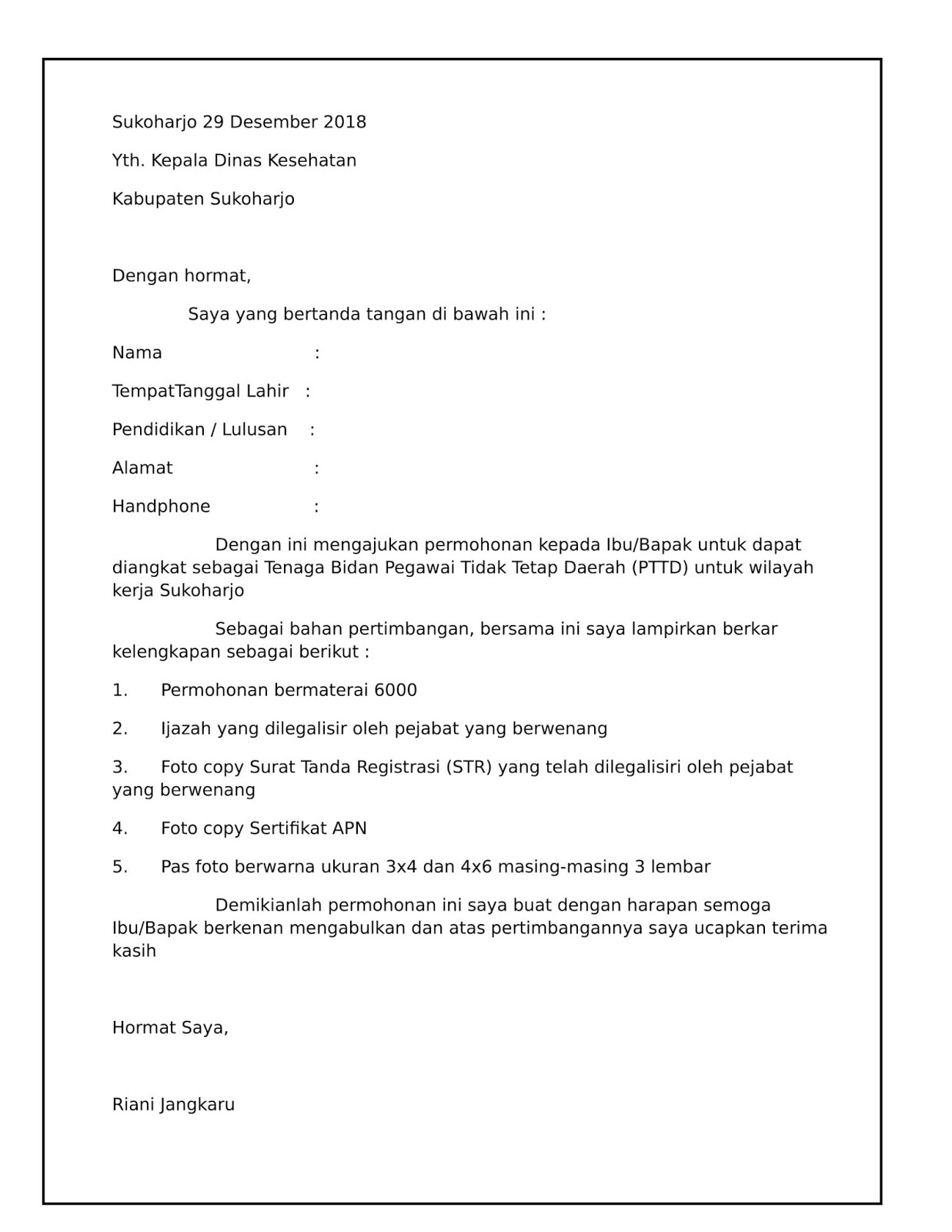 Contoh Surat Lamaran Kerja Format Ms Word