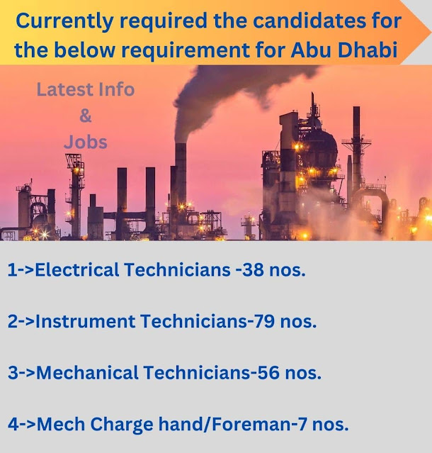 Currently required the candidates for the below requirement for Abu Dhabi