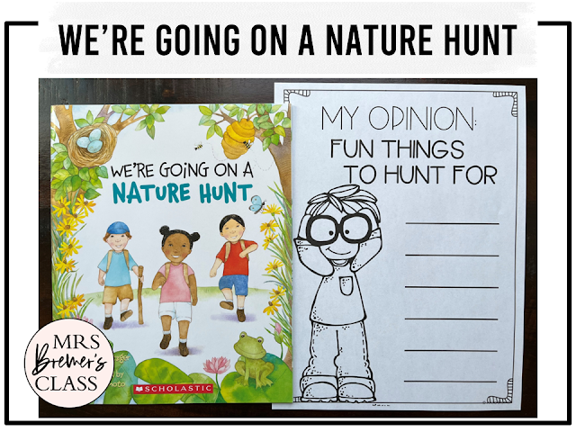 We're Going on a Nature Hunt book activities unit with literacy printables, reading companion activities, and a craft for Kindergarten and First Grade