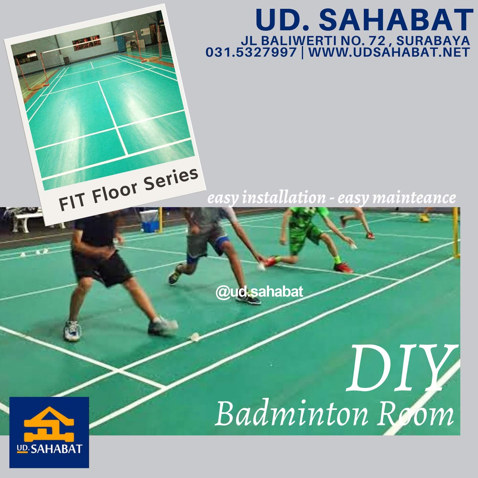 jual karet lantai lapangan badminton ud sahabat baliwerti surabaya