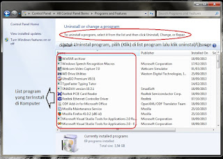  Uninstall yakni  mencopot jadwal atau aplikasi yang terpasang di komputer Cara Uninstall Program di Komputer Dengan Mudah