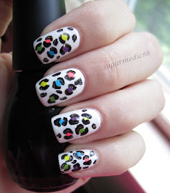80s Neon Bright Leopard Print Nails