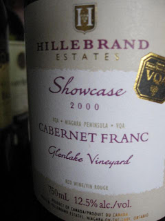 cabernet franc ontario varietal groux wine 2000 glenlake vineyard showcase label hillebrand estate winery