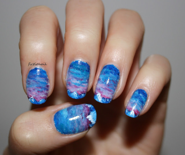 Snowy Mountain Winter Sky Nail Art