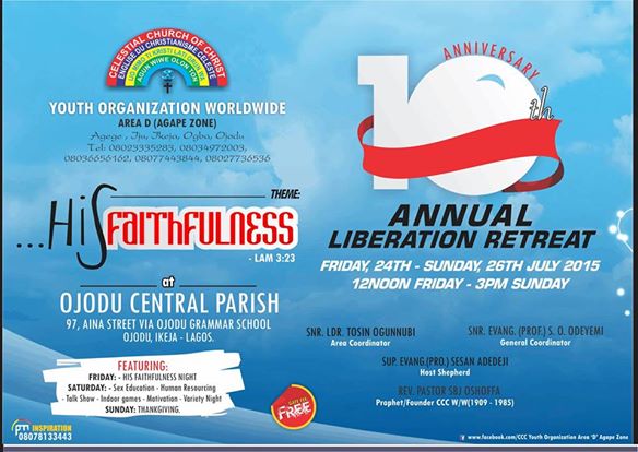 Event Reminder || Area D's Youth (Lagos) Annual Liberation Retreat Begins This Friday 