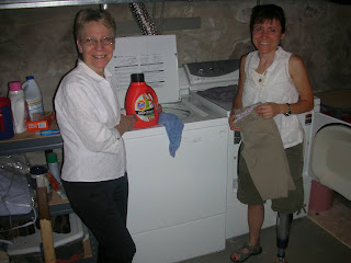 Mom and I in the basement doing laundry.