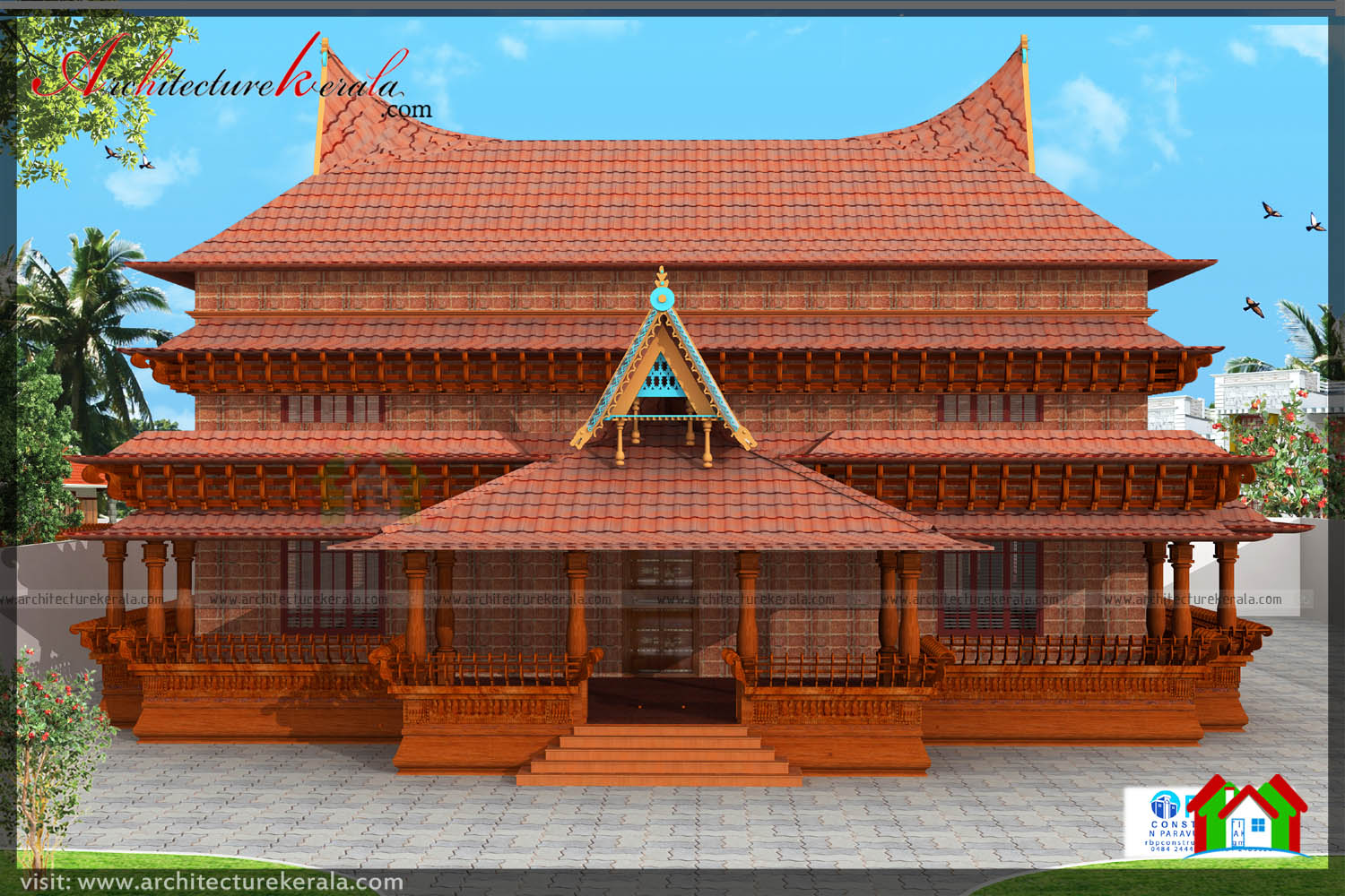 TRADITIONAL KERALA  STYLE  HOUSE  PLAN  WITH TWO ELEVATIONS 