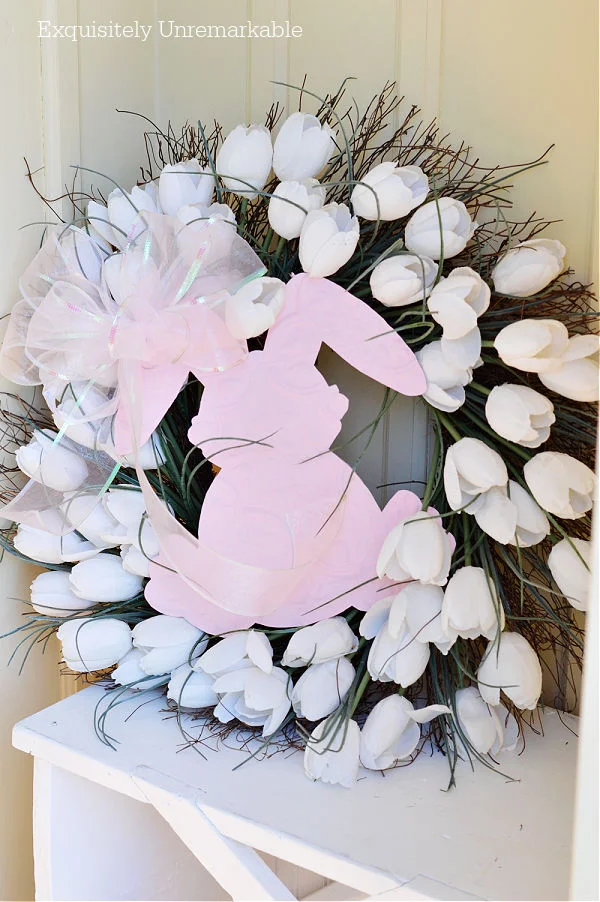 Pink Easter Bunny Spring Wreath
