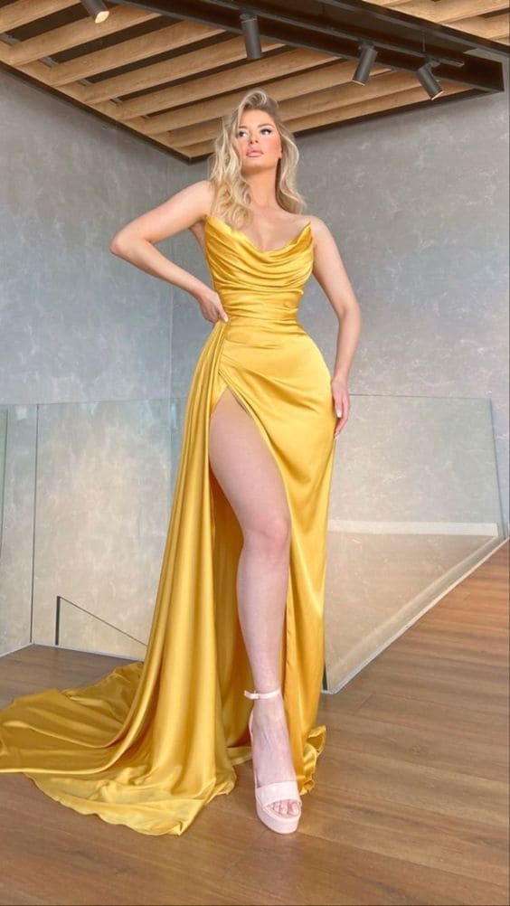 Shein vestido elegante dorado strapless mujer 2022