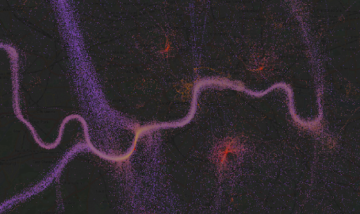 map showing the flightpaths of helicopters in London