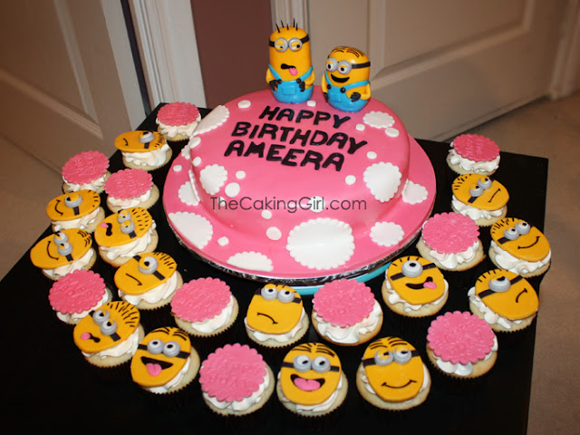 pretty despicable me cake and cupcakes