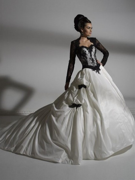 beautiful and cool black and white gothic wedding dress