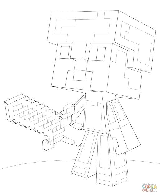 Click The Minecraft Steve Diamond Armor Coloring Pages To View Printable 
