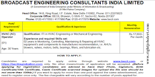 HVAC (AC) Operator Jobs in Broadcast Engineering Consultants India Limited